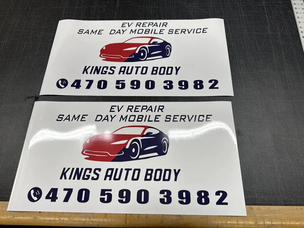 Vehicle magnet panels printed for an auto body shop