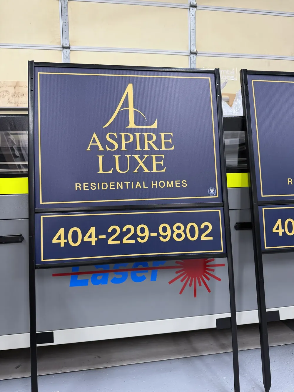Real estate yard signs with metal frames ready for delivery